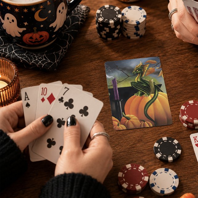Höstgrön Drakdyna Halloween Fantasy Casinokort (Skapare uppladdad)