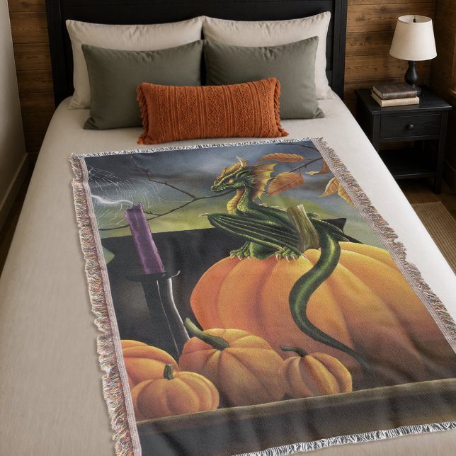Höstgrön Drakdyna Halloween Fantasy Mysfilt (Skapare uppladdad)