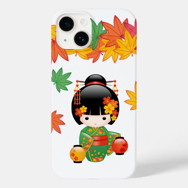 Höstgrön Kimono Kokeshi-docka Lönnlöv (Baksida)
