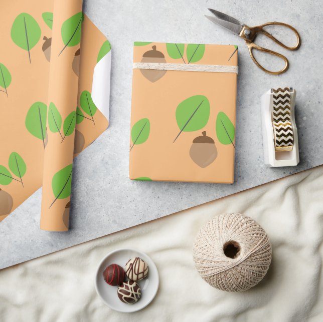 Höstgrönska Blad Hösttid Inpackningspapper Presentpapper (Hantverk)