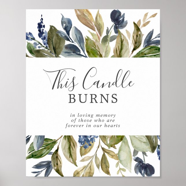 Höstgrönska Ljuset Brinner Minnestavla Poster (Framsidan)
