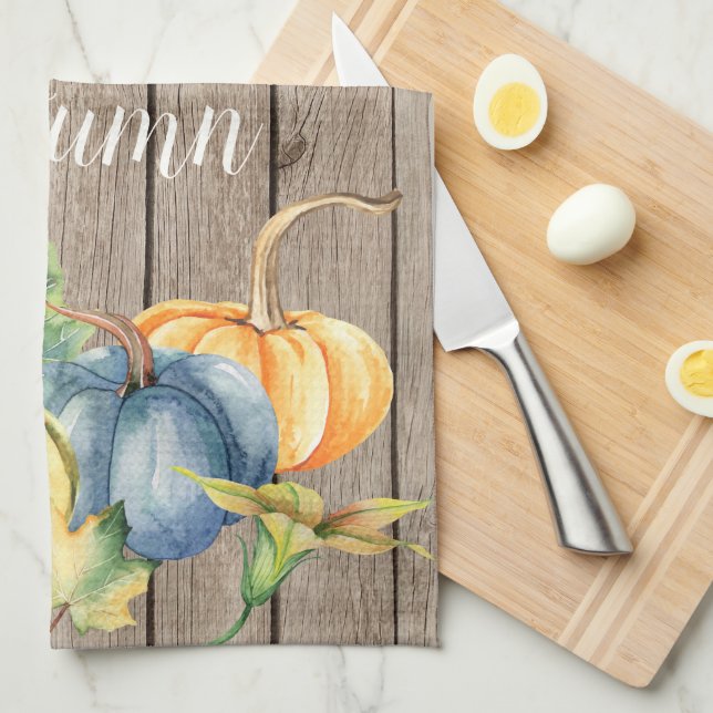 HöstGröntens Orange Pumpkin Watercolor Lt Wood Kökshandduk (Vikt i Fjärdedel)