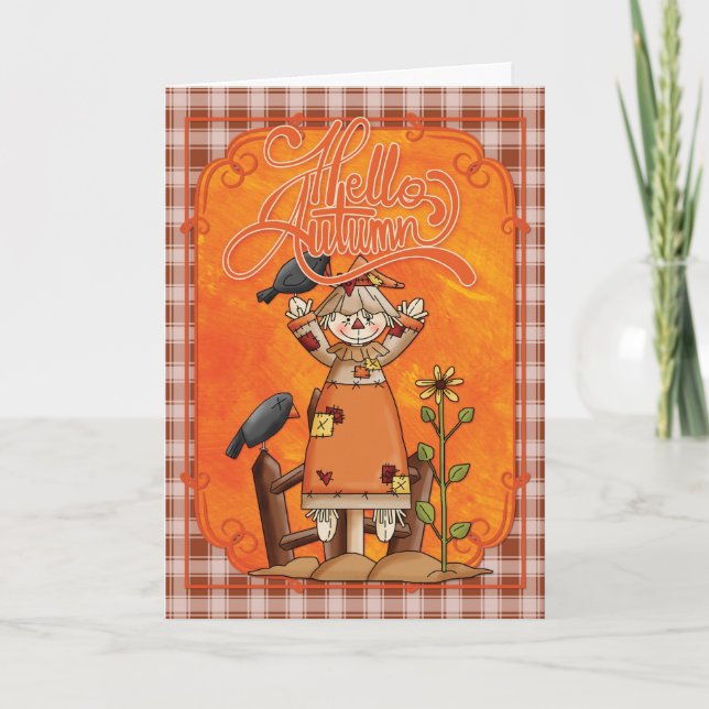 Hösthälsningskort för fågelskrämma Hej Kort (Framsida)