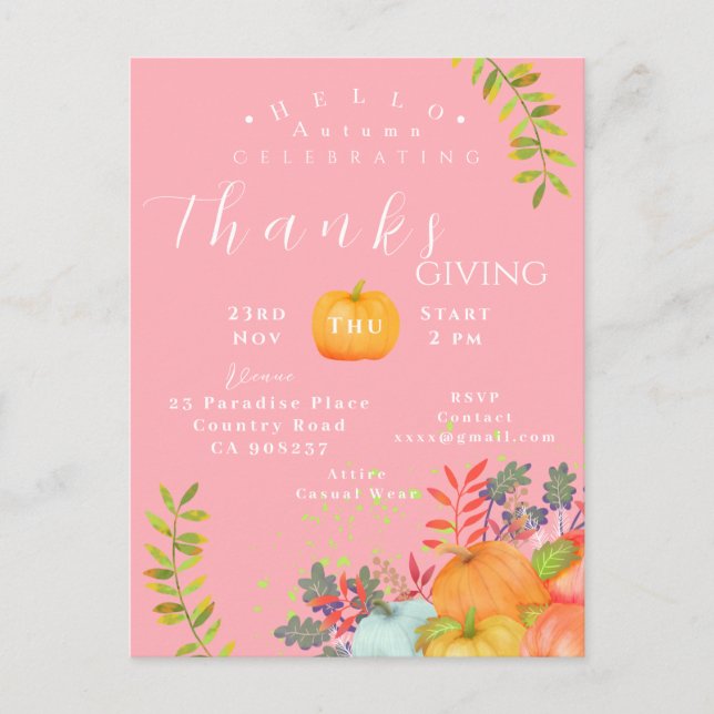 Hösthälsningskort för Rosa av hösthälsning Vykort (Framsida)