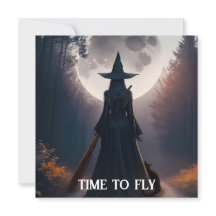 Hösthäxlandskap med fullmåne svart katt-kort