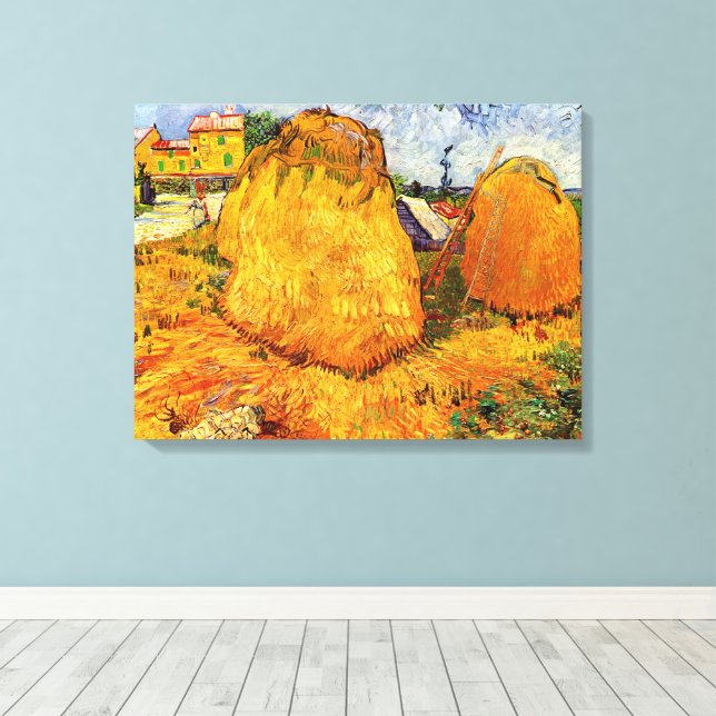 Hösthöstackar i Provence av Vincent van Gogh Canvastryck (Insitu (trägolv))