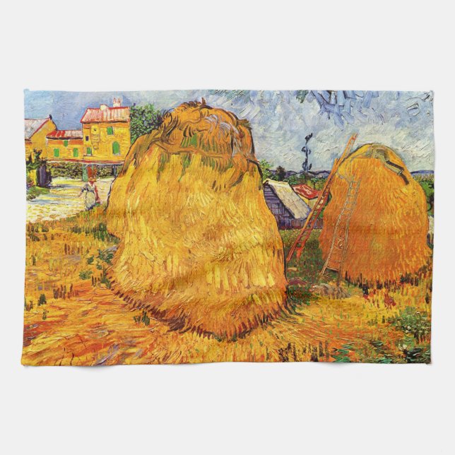 Hösthöstackar i Provence av Vincent van Gogh Kökshandduk (Horisontell)