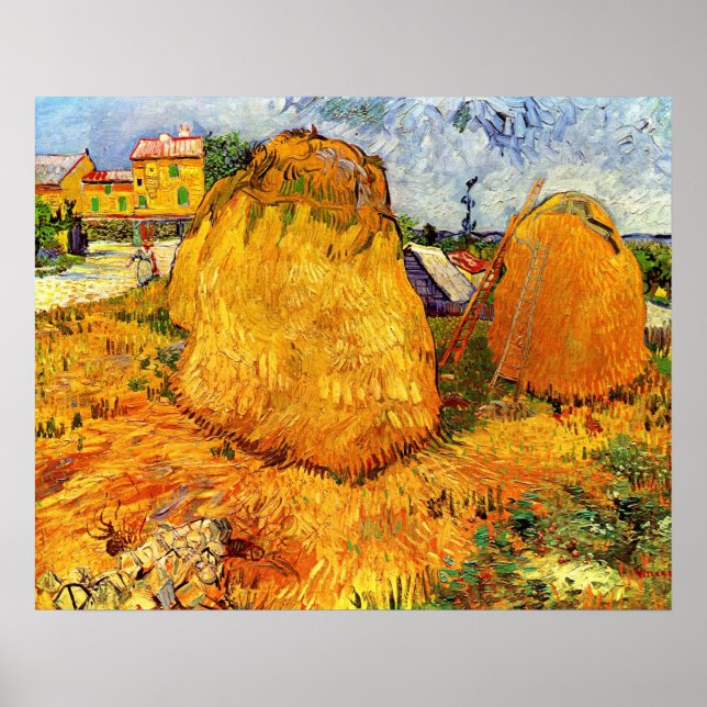 Hösthöstackar i Provence av Vincent van Gogh Poster (Framsidan)