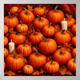Hösthösten Arrangemang för pumpor med Löv Poster