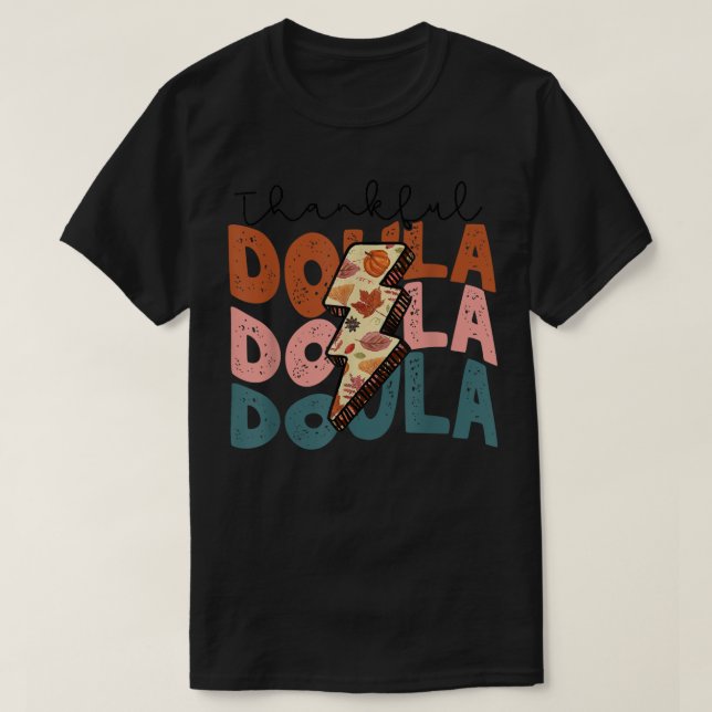 Hösthösten för hösttack för Doula Thanksgiving Gif T Shirt (Design framsida)