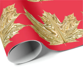 Hösthösten Guld-maple löv faller röd vinter Presentpapper