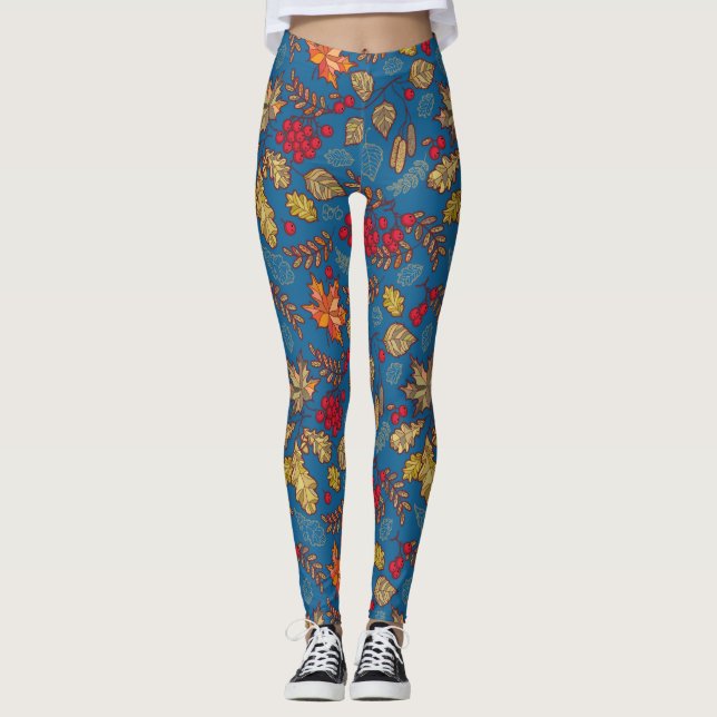 Hösthösten, Löv Blå Leggings (Framsida)