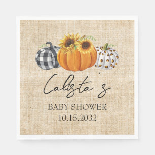 Hösthösten Pumpkin Solros Burlap Baby Shower Pappersservett