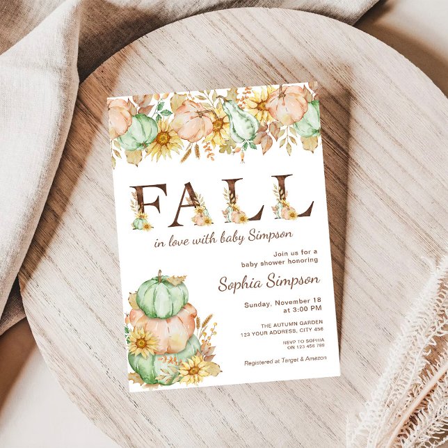 Hösthösten Pumpkins faller i kärlek Baby Shower Inbjudningar (Skapare uppladdad)