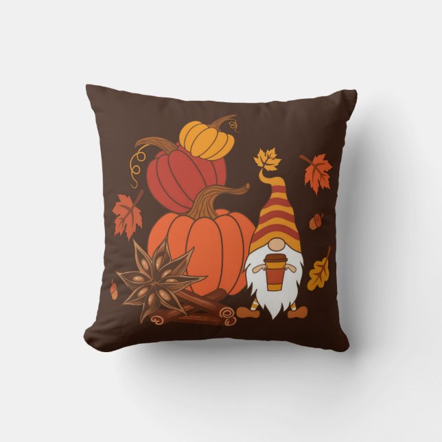 Hösthösten Pumpkins Gnome Spice Card Kudde (Framsida)