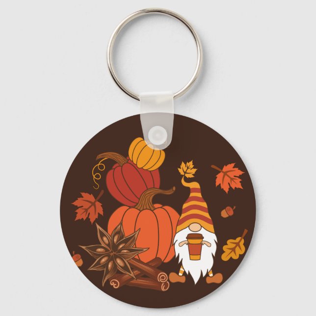 Hösthösten Pumpkins Gnome Spice Card Nyckelring (Framsida)