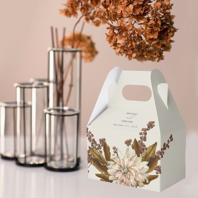 Hösthöstens Blommigt Jordfärgstoner Vattenfärgsblo Presentaskar (Autumn Floral Earthy Tones Watercolor Fall Wedding Favor Box)