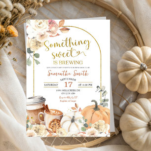 Hösthöstens Blommigt Pumpkin Latte Brewing Baby Sh Inbjudningar