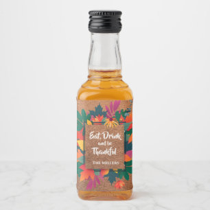 Hösthöstens Löv för Thanksgiving på läder Spritflaskor Etikett