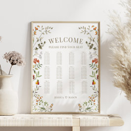 Hösthöstens Orange Flower Fall Wedding Sittschema Poster