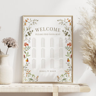 Hösthöstens Orange Flower Fall Wedding Sittschema Poster