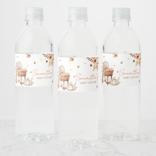 Hösthöstpumpa som sjunker i Kärlek Baby Shower Vattenflaskor Etikett (Flaskor)
