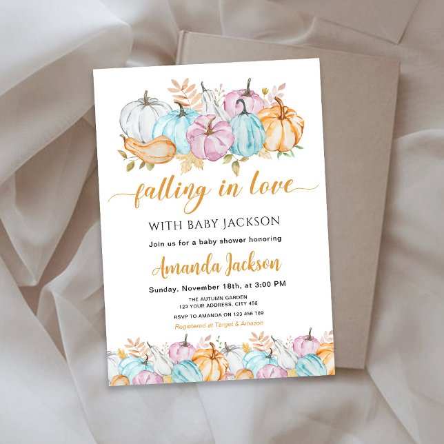 Hösthöstpumpar som faller i kärlek Baby Shower Inbjudningar (Skapare uppladdad)