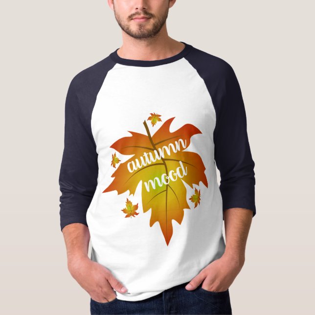 Hösthumörtypografimapel löv T-Shirt (Framsida)