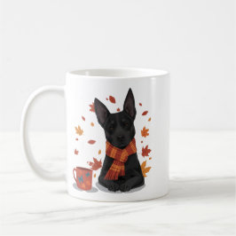 Hösthund med halsduk kaffemugg