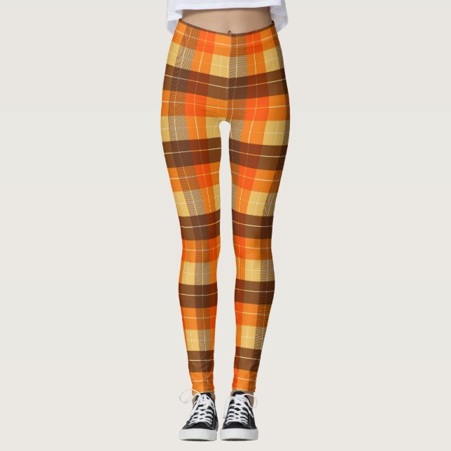 Höstinspirerad Plaid  Leggings (Framsida)