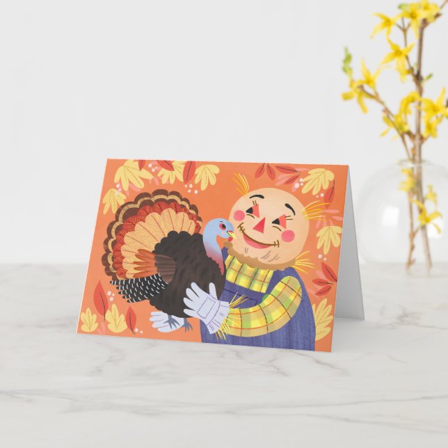 Höstinträdeskort för höst och turkiskt Fågelskrämm Kort (Gul blomma)