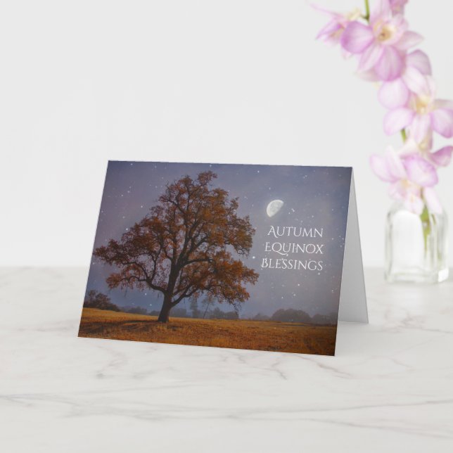 Höstjämndag Mabon Vacker Ek Träd Segel  Kort (Orkide)