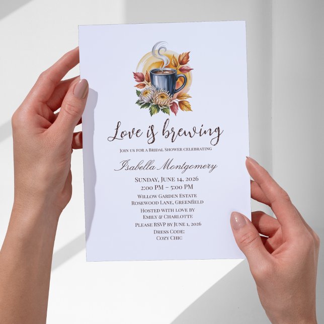 Höstkaffe Bröllopsdusch Inbjudningar (Autumn Coffee Bridal Shower Invitations
)