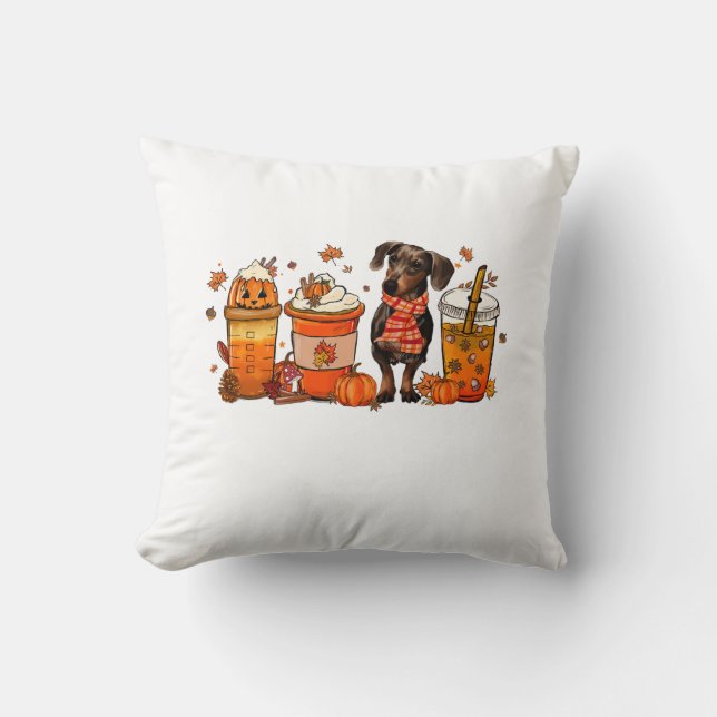 Höstkaffe Mugg med Dachshund Kudde (Framsida)