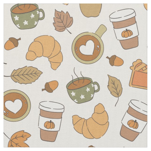 Höstkaffe Pumpa Krydda Höstlöv Bageri Tyg (Närbild)