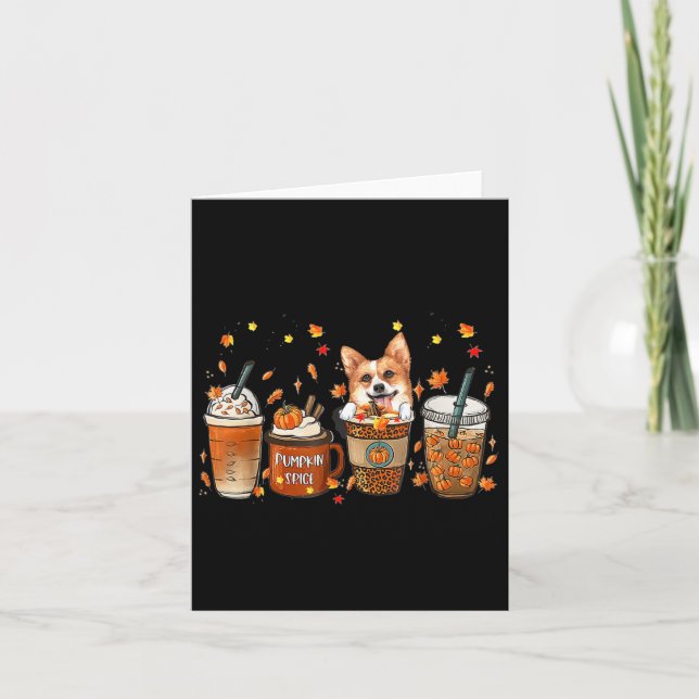 Höstkaffe Pumpa Kryddad Latte Isad Höst Corgi  Kort (Framsida)
