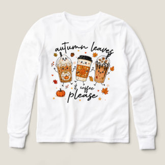 Höstkaffelatte Mysiga höstblad Söt doodle T Shirt