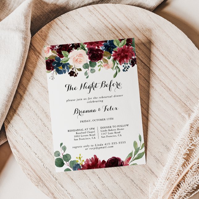 Höstkalligrafi Natt före rehearsal Middag Inbjudningar (Skapare uppladdad)