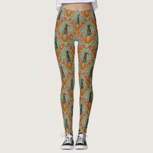 Höstkanin på ljust grönt leggings