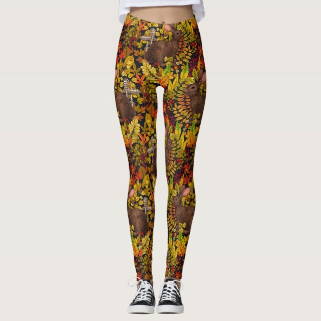Höstkanin på svart leggings (Framsida)