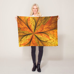 Höstkänsla, Modern Abstrakt Fractal Flower Fleecefilt