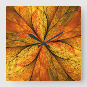 Höstkänsla, Modern Abstrakt Fractal Flower Fyrkantig Klocka