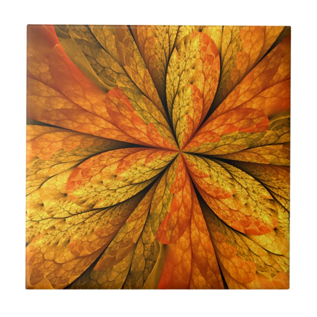 Höstkänsla, Modern Abstrakt Fractal Flower Kakelplatta (Framsidan)
