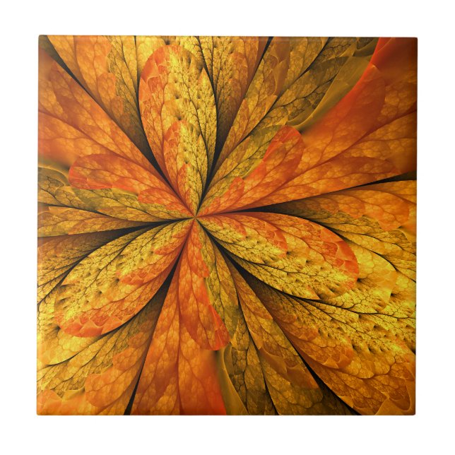Höstkänsla, Modern Abstrakt Fractal Flower Kakelplatta (Framsidan)