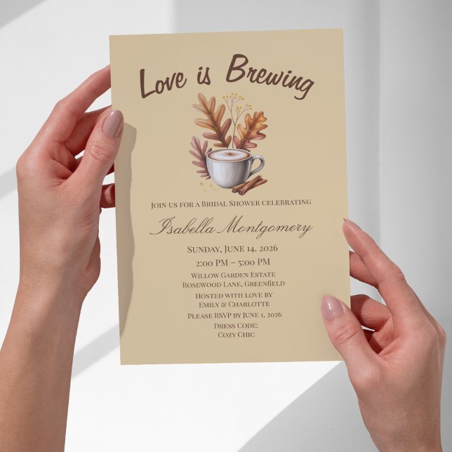 Höstkappuccino Bröllopsdusch Inbjudningar (Autumn Cappuccino Bridal Shower Invitations
)