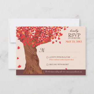 Höstkärlek Romantisk Ek Trä Höst Bröllop RSVP OSA Kort