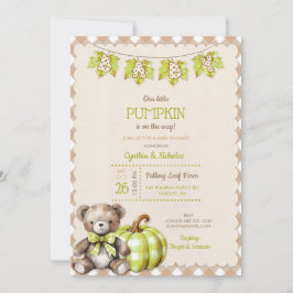Höstkarvad Teddybjörn Pumpa Blad Inbjudningar