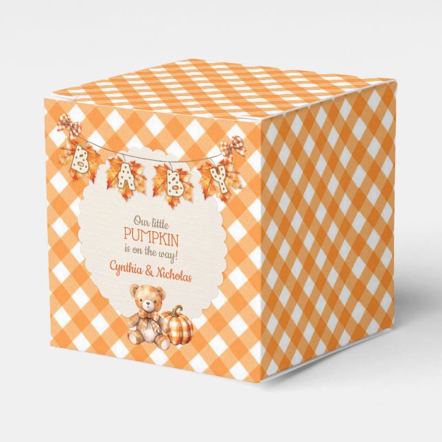 Höstkarvad Teddybjörn Pumpa Löv Presentaskar (Framsidan Sidan)