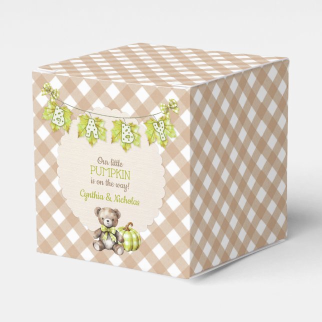 Höstkarvad Teddybjörn Pumpa Löv Presentaskar (Framsidan Sidan)
