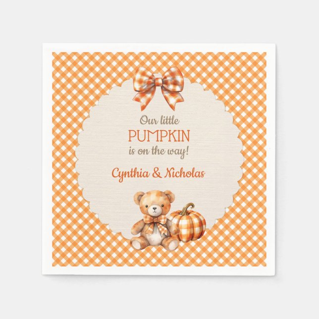 Höstkarvad Teddybjörn Pumpa Pappersservett (Framsidan)